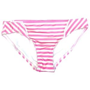 Juicy Couture striped bikini bottom lace edges Pretty bright pink and cr…